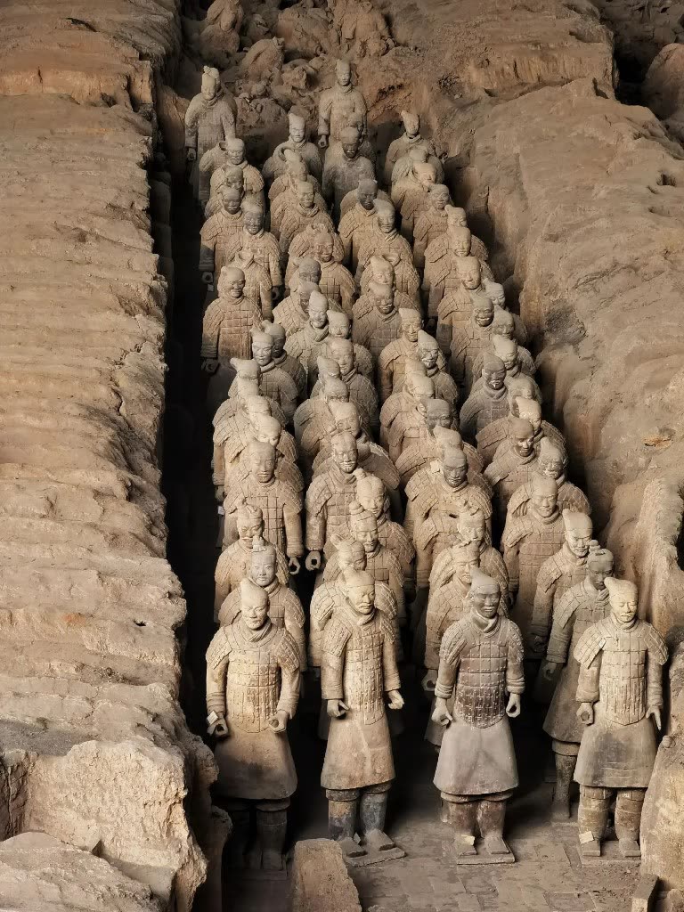 Looking down the trench